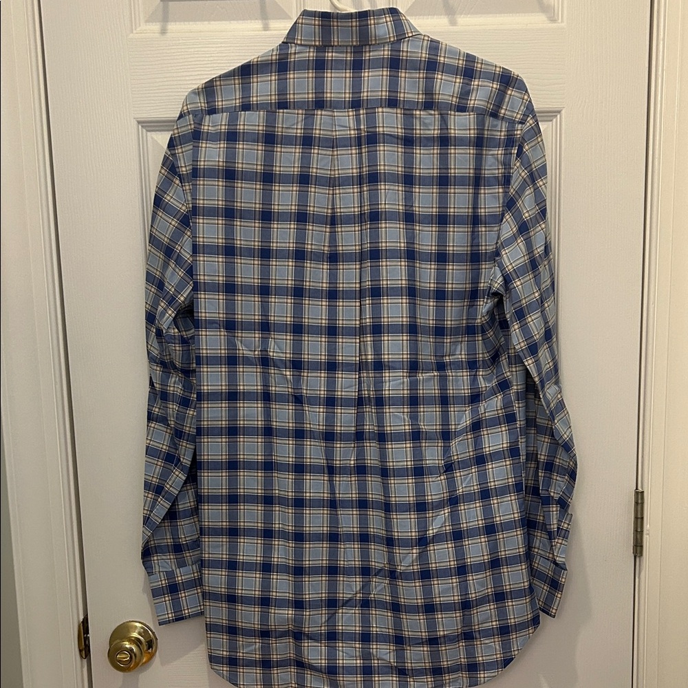 Peter Millar Blue and White Plaid Button Down Shirt - Picture 3 of 3